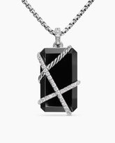 Cable Wrap Amulet in Sterling Silver with Black Onyx and Diamonds, 32mm